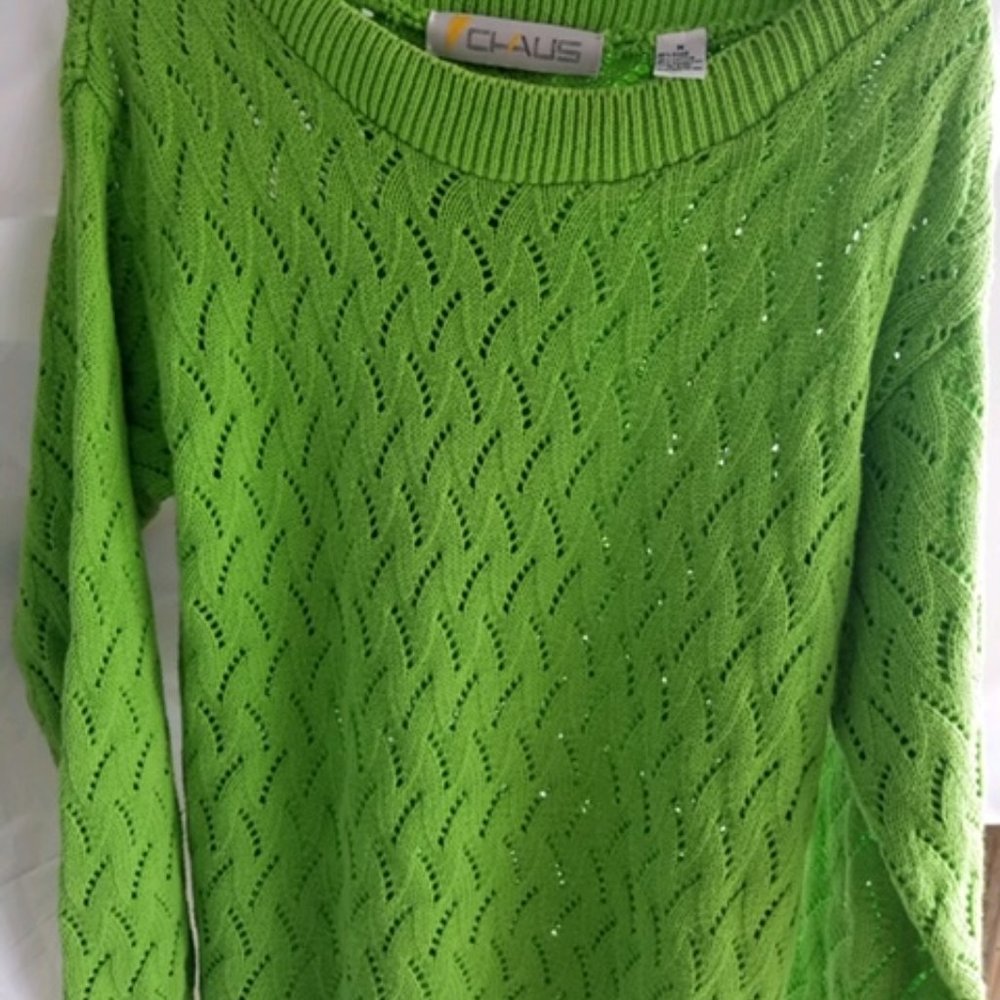 CHAUS GREEN WOMENS SWEATER